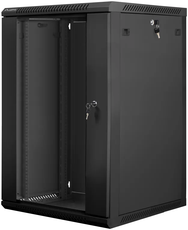 Lanberg WF01-6618-10B armario rack 18U Bastidor de pared Negro