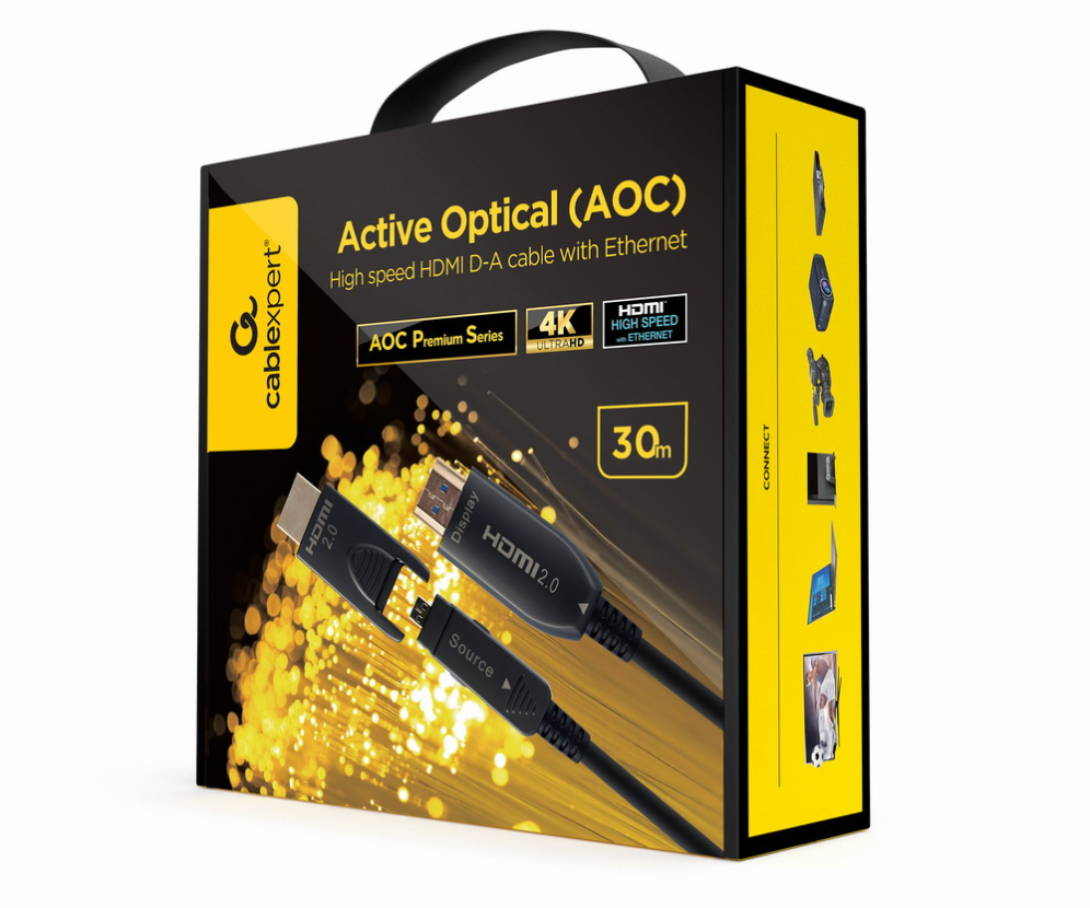 Gembird CCBP-HDMID-AOC-30M cable HDMI HDMI tipo A (Estándar) HDMI tipo D (Micro) Negro