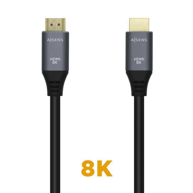 AISENS Cable HDMI V2.1 Ultra Alta Velocidad / HEC 8k@60Hz 48Gbps, A/M-A/M, Gris/Negro, 2.0m