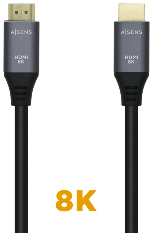AISENS Cable HDMI V2.1 Ultra Alta Velocidad / HEC 8k@60Hz 48Gbps, A/M-A/M, Gris/Negro, 3.0m