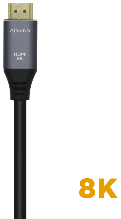 AISENS Cable HDMI V2.1 Ultra Alta Velocidad / HEC 8k@60Hz 48Gbps, A/M-A/M, Gris/Negro, 3.0m