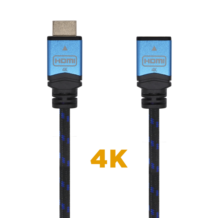 AISENS Cable HDMI V2.0 Prolongador Premium Alta Velocidad / HEC 4K@60Hz 18Gbps, A/M-A/H, Negro/Azul, 3.0m