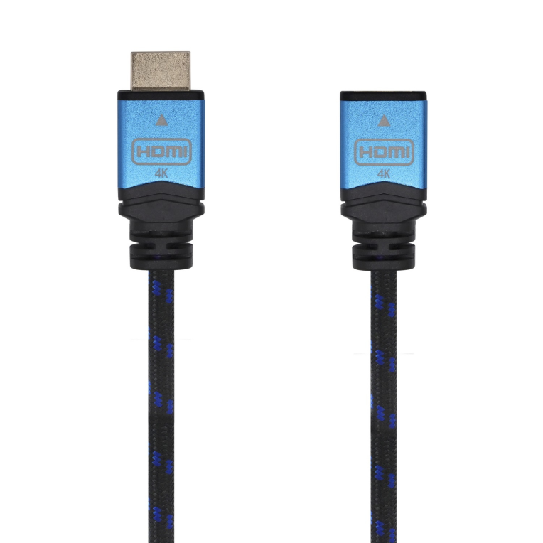 AISENS Cable HDMI V2.0 Prolongador Premium Alta Velocidad / HEC 4K@60Hz 18Gbps, A/M-A/H, Negro/Azul, 3.0m