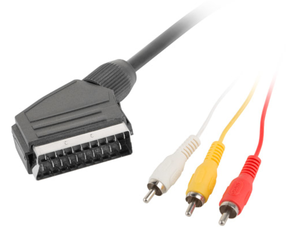 Lanberg CA-EURC-10CC-0018-BK cable EUROCONECTOR 1,8 m SCART (21-pin) 3 x RCA Negro