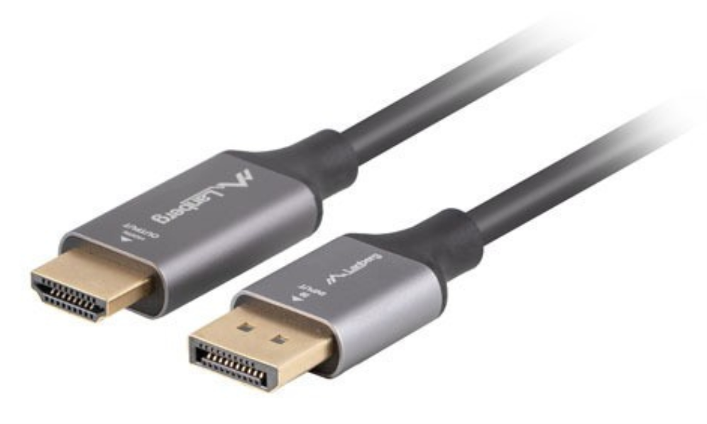 Lanberg CA-DPHD-20CU-0010-BK adaptador de cable de vídeo 1 m DisplayPort HDMI tipo A (Estándar) Negro, Plata
