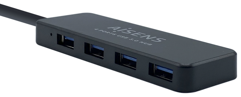 AISENS Hub USB 3.0, Tipo A/M - 4 x Tipo A/H, Negro, 30 cm