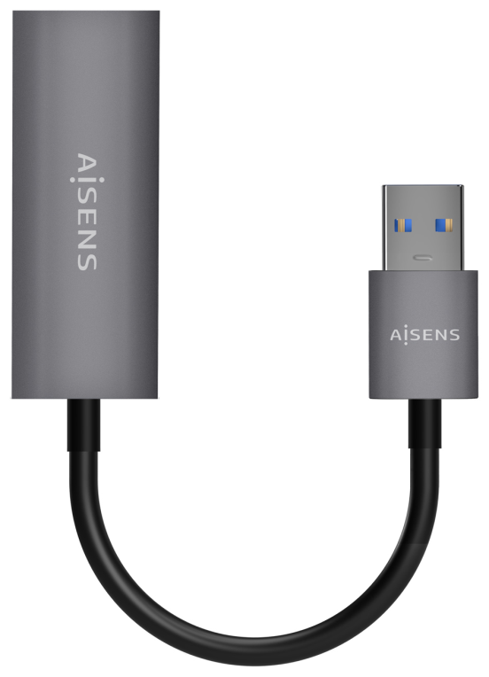 AISENS Conversor USB 3.0 A Ethernet Gigabit 10/100/1000 Mbps, Gris, 15cm