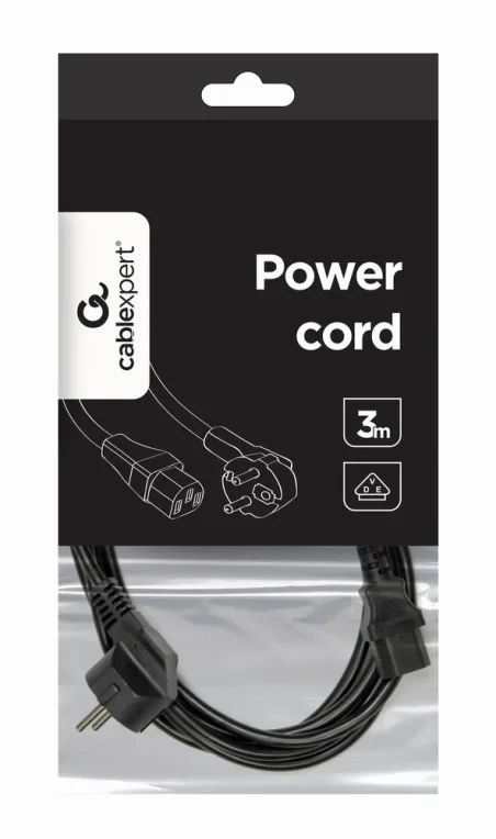 Gembird PC-186-VDE-3M power cord with VDE approval 3 meter Negro