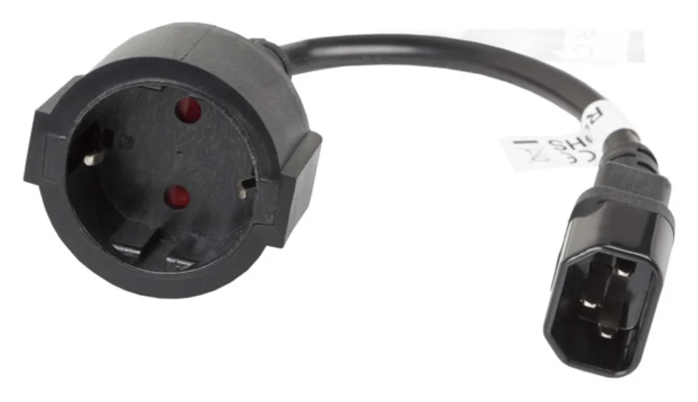 Lanberg CA-C14E-10CC-0018-BK cable de transmisión Negro 0,18 m C14 acoplador