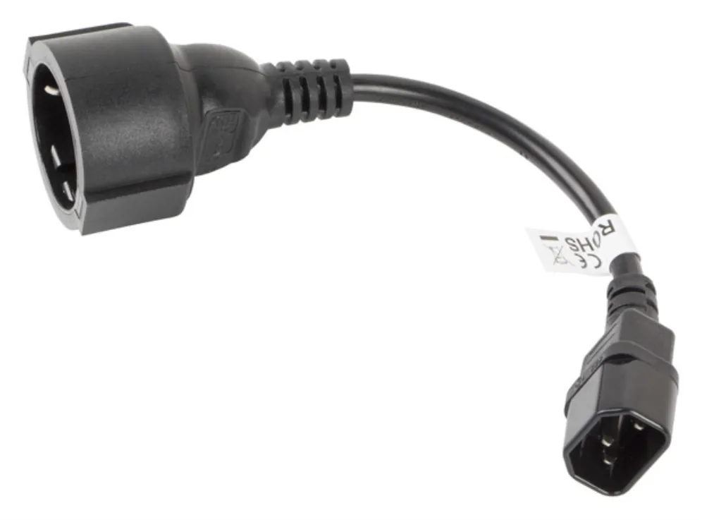 Lanberg CA-C14E-10CC-0018-BK cable de transmisión Negro 0,18 m C14 acoplador