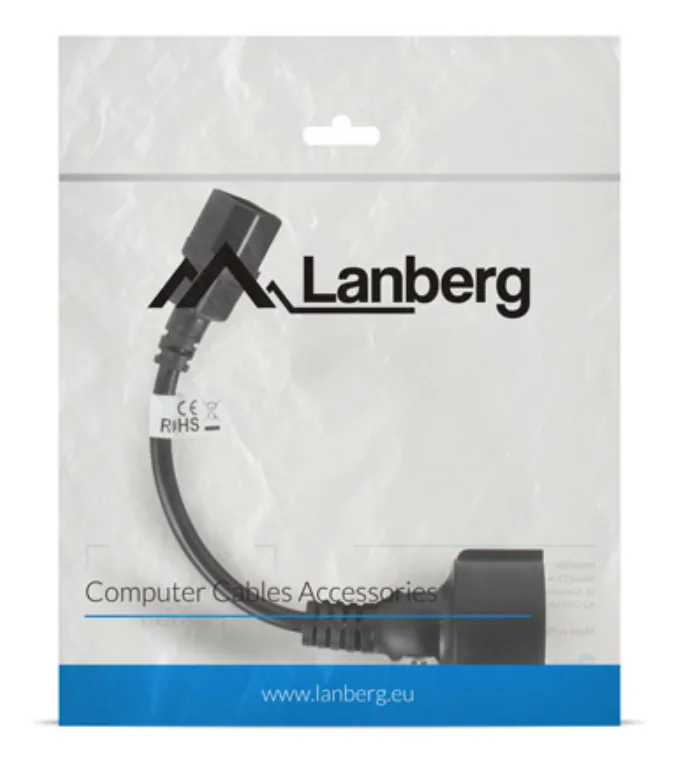 Lanberg CA-C14E-10CC-0018-BK cable de transmisión Negro 0,18 m C14 acoplador