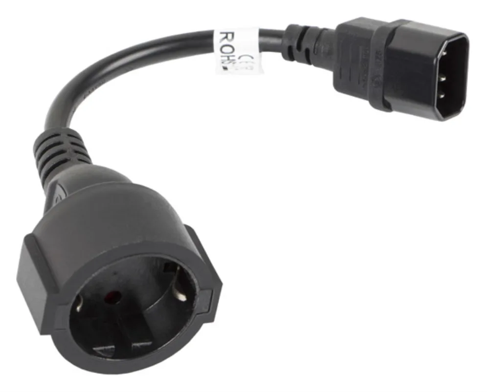 Lanberg CA-C14E-10CC-0018-BK cable de transmisión Negro 0,18 m C14 acoplador
