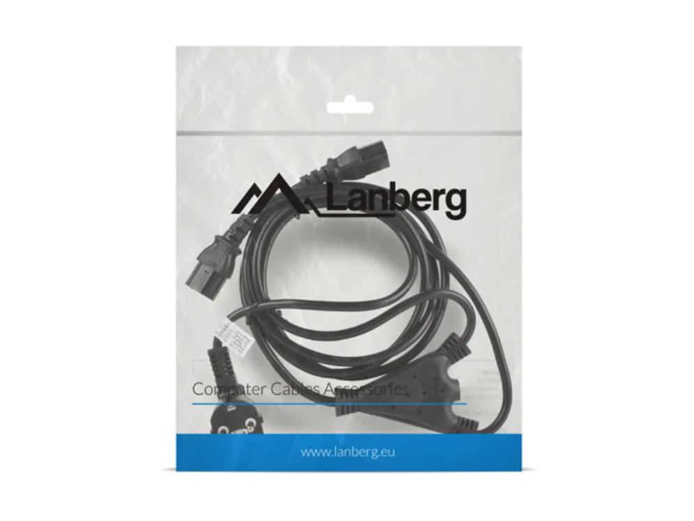 Lanberg CA-C13C-13CC-0018-BK cable de transmisión Negro 2 m C13 acoplador CEE7/7
