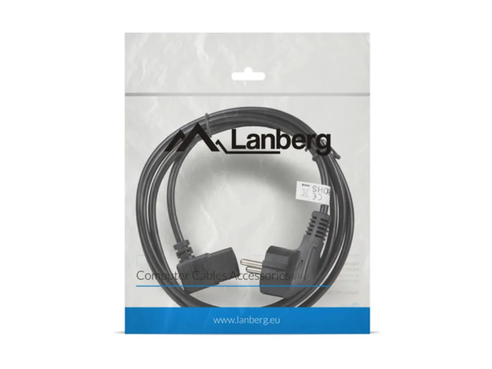 Lanberg CA-C13C-12CC-0018-BK cable de transmisión Negro 2 m C13 acoplador CEE7/7
