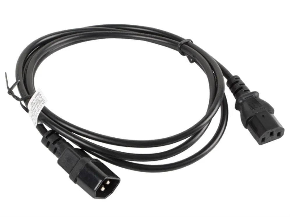 Lanberg CA-C13E-10CC-0018-BK cable de transmisión Negro 1,8 m C13 acoplador C14 acoplador