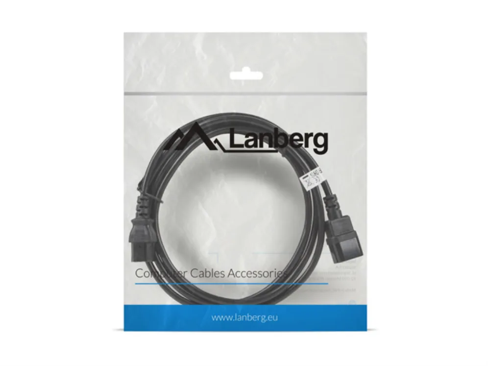 Lanberg CA-C13E-11CC-0030-BK cable de transmisión Negro 3 m C13 acoplador C14 acoplador