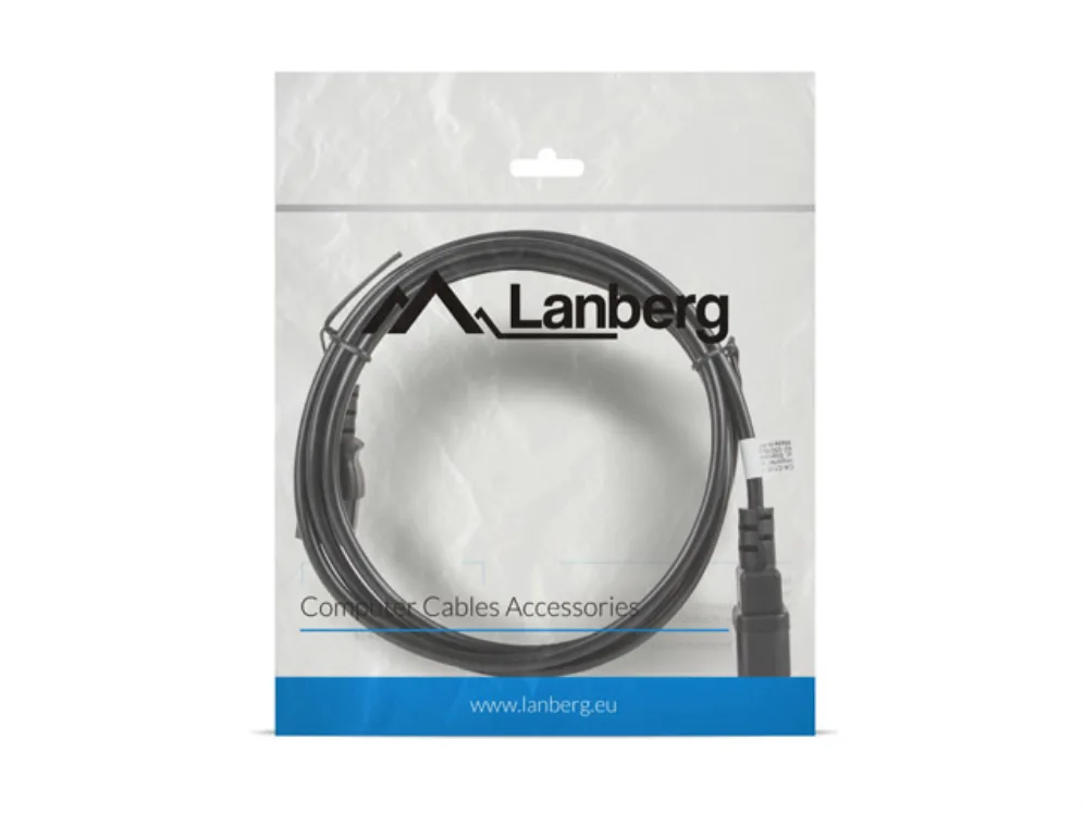 Lanberg CA-C13E-11CC-0018-BK cable de transmisión Negro 1,8 m C13 acoplador C14 acoplador