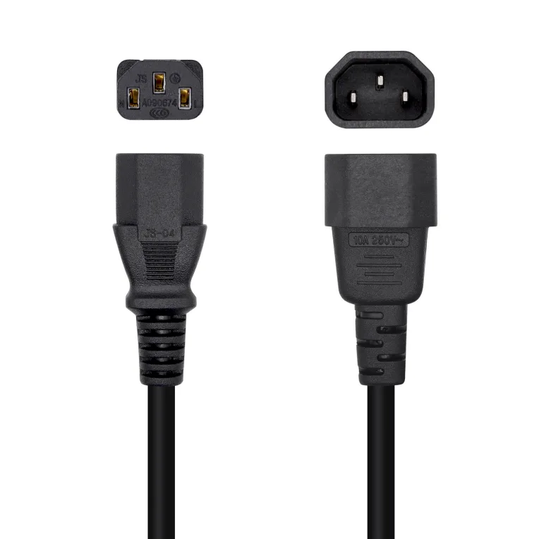 AISENS Cable Alimentación CPU, C13/H-C14/M, Negro, 3.0m
