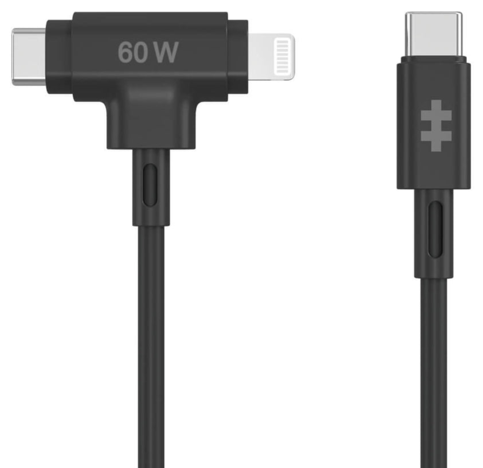 HYPER HyperJuice cable USB USB 2.0 1,5 m USB C USB C/Lightning 60 W Negro