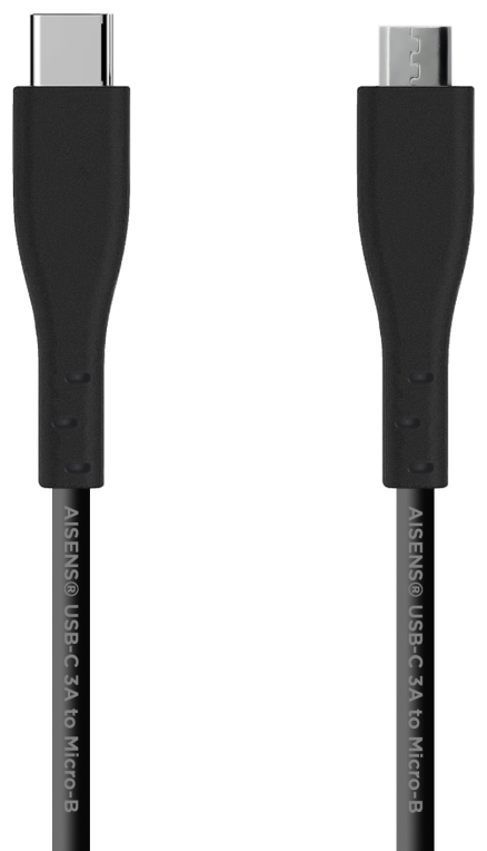 AISENS Cable USB 2.0 3A, tipo USB C/M - micro B/M, Negro, 1.0 m