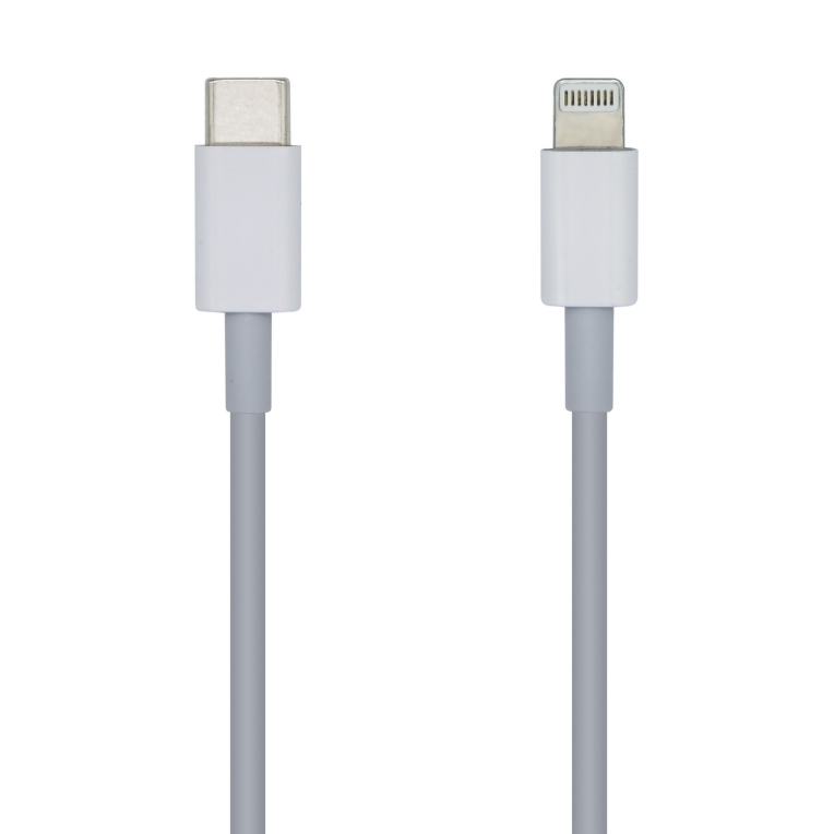 AISENS Cable USB 2.0 USB-? A Lightning PD 2A, Lightning/M-USB-?/M, Blanco, 2.0m