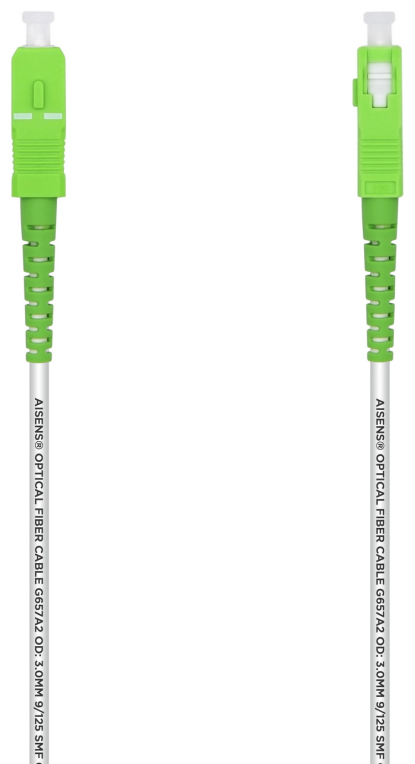 AISENS Cable Fibra Óptica Latiguillo G657A2 3.0 9/125 SMF Simplex CPR DCA LSZH, SC/APC-SC/APC, Blanco, 3.0 m