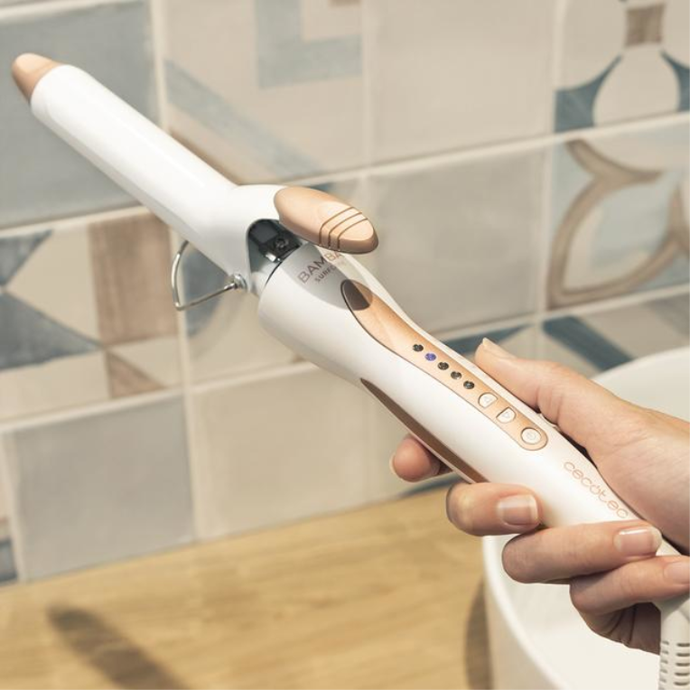 Cecotec Bamba SurfCare Curly Rizador de pelo Caliente Plata, Blanco