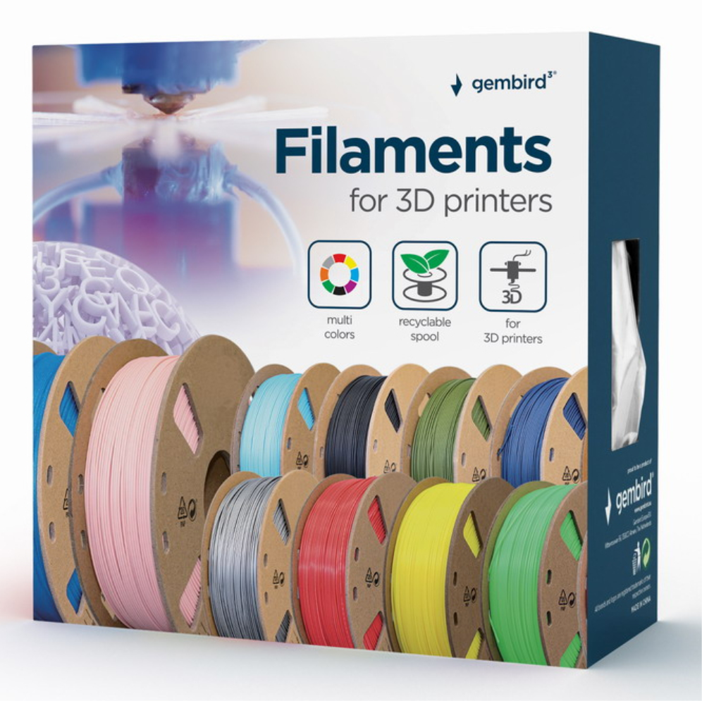 Gembird 3DP-PLA1.75GE-01-BK material de impresión 3d Ácido poliláctico (PLA) Negro 330 g