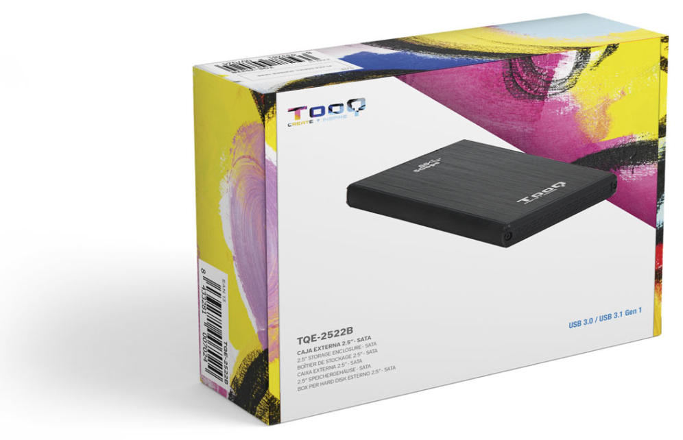 TooQ TQE-2522B caja para disco duro externo Caja de disco duro (HDD) Negro 2.5"