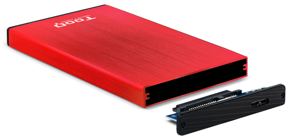 TooQ TQE-2527R caja para disco duro externo Caja de disco duro (HDD) Negro, Rojo 2.5"