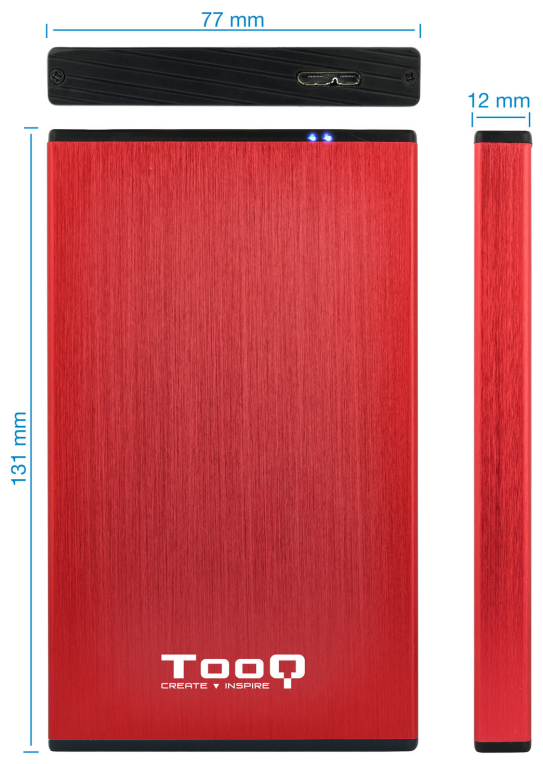 TooQ TQE-2527R caja para disco duro externo Caja de disco duro (HDD) Negro, Rojo 2.5"