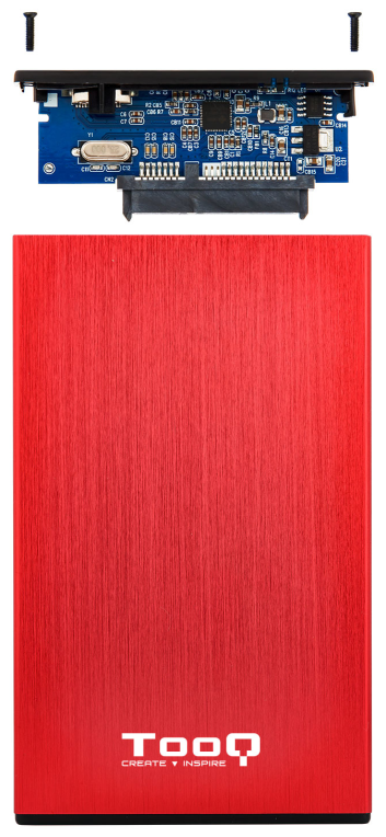 TooQ TQE-2527R caja para disco duro externo Caja de disco duro (HDD) Negro, Rojo 2.5"