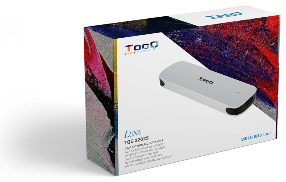 TooQ Caja Externa para SSD M.2 NGFF, Plata