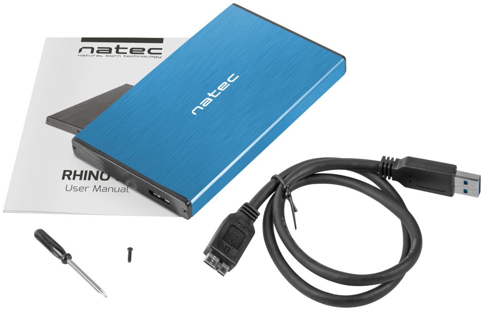 NATEC Rhino GO Carcasa de disco duro/SSD Azul 2.5"