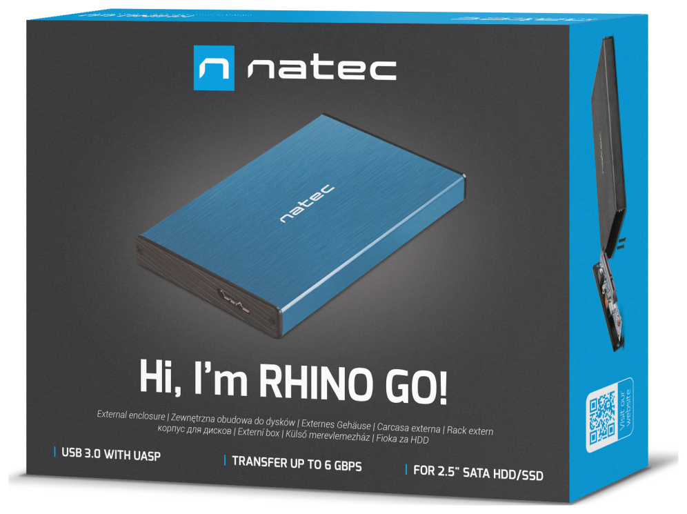 NATEC Rhino GO Carcasa de disco duro/SSD Azul 2.5"