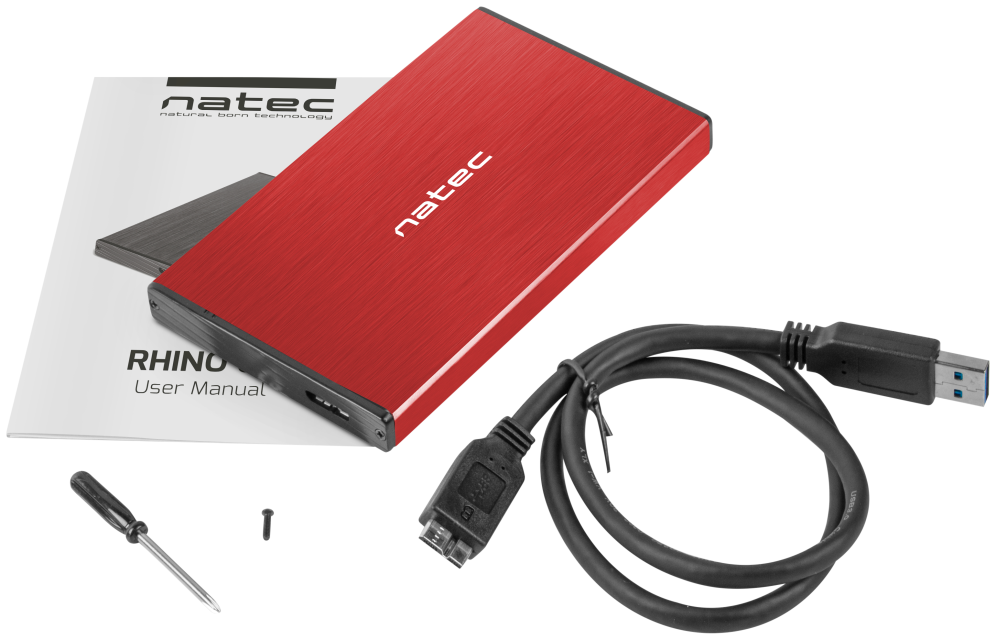 NATEC Rhino GO Carcasa de disco duro/SSD Rojo 2.5"