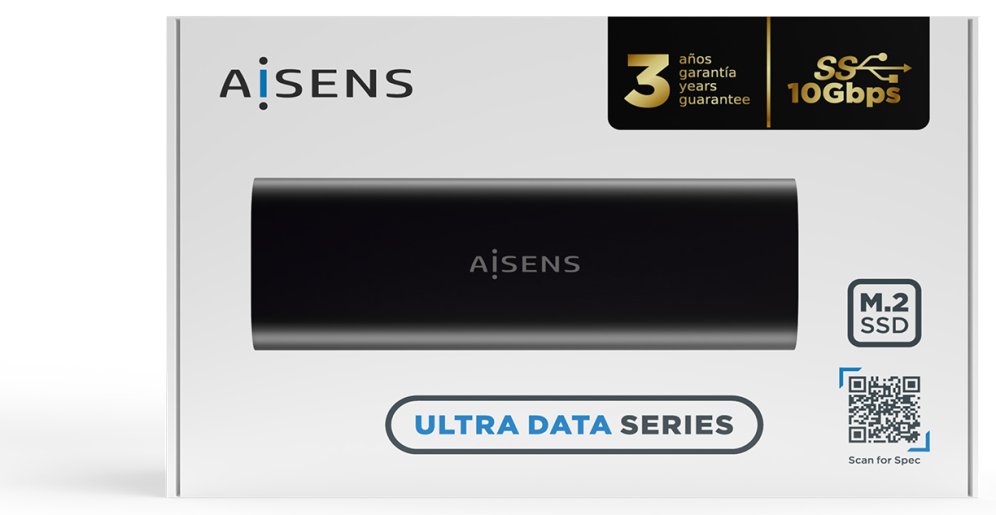 AISENS Caja Externa M.2 (NGFF) ASM2-014B SATA/NVMe A USB3.1 Gen2, Negro
