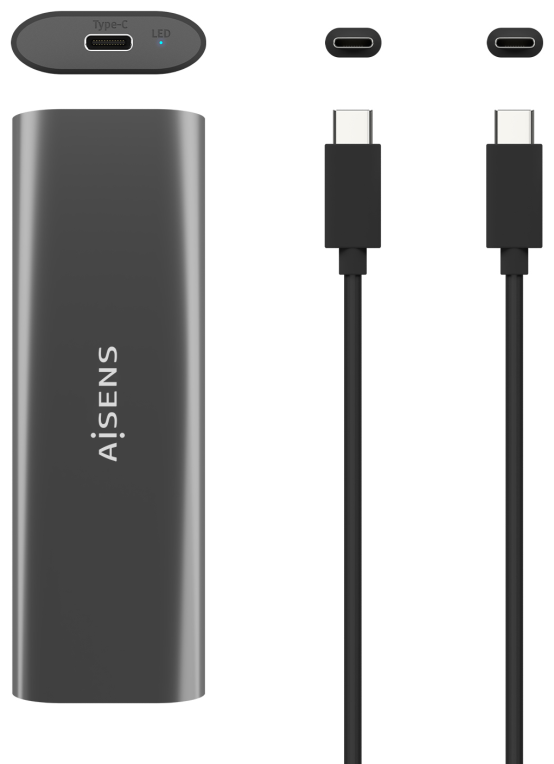 AISENS ASM2-015GR caja para disco duro externo Caja externa para unidad de estado sólido (SSD) Gris M.2