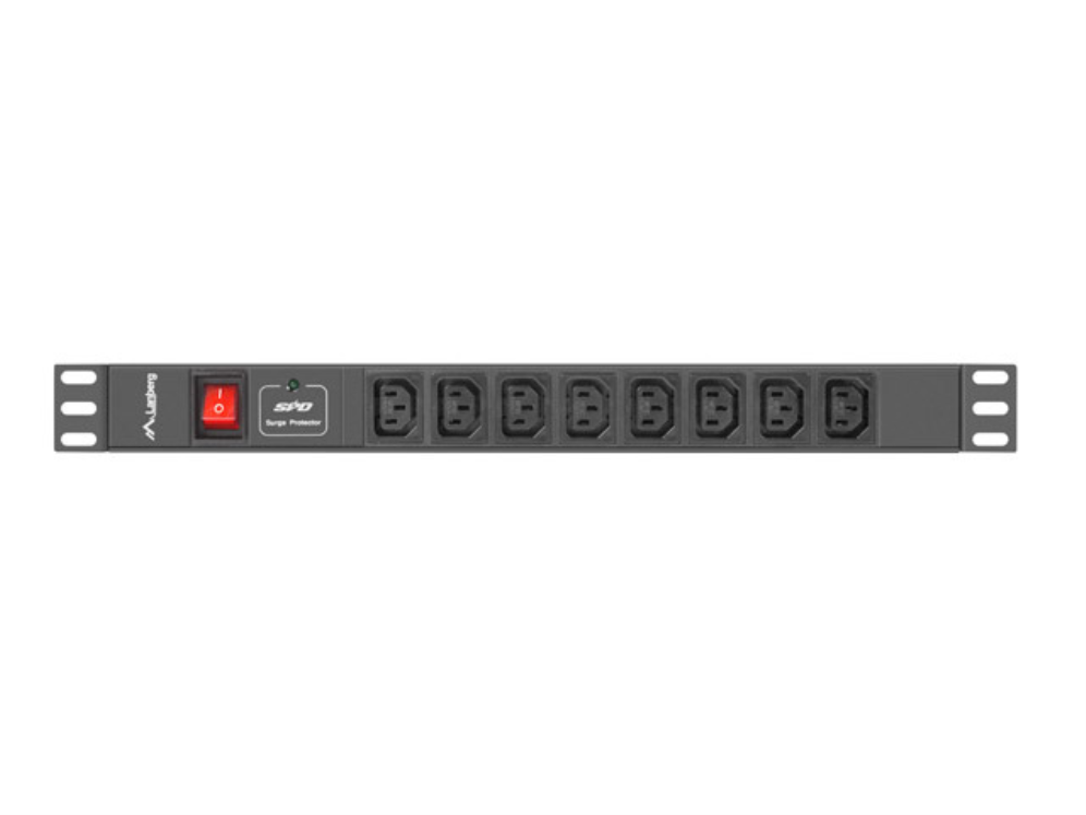 Lanberg PDU-08I-0200-C20-BK unidad de distribución de energía (PDU) 8 salidas AC 1U Negro