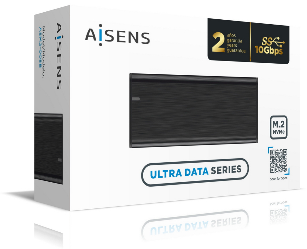 AISENS Caja Externa M.2 (NGFF) ASM2-008B NVMe a USB3.2 Gen2, Negra