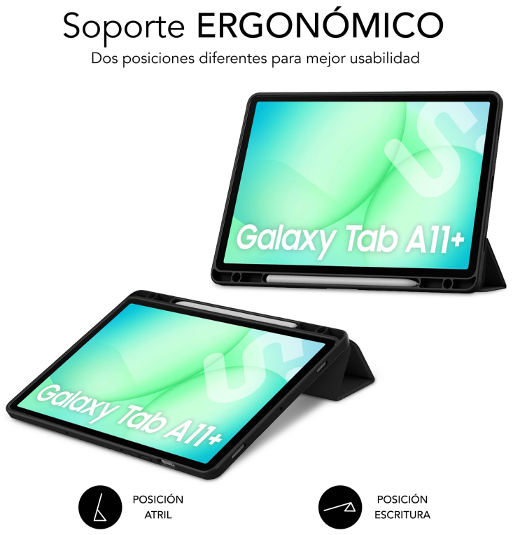 SUBBLIM Funda Tablet Shock Case Samsung Tab A11+ Negro 11" SmartCover magnético SlotPen