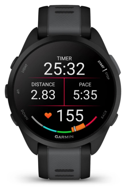 Garmin Forerunner 165 3,05 cm (1.2") AMOLED Digital 390 x 390 Pixeles Pantalla táctil Negro GPS (satélite)