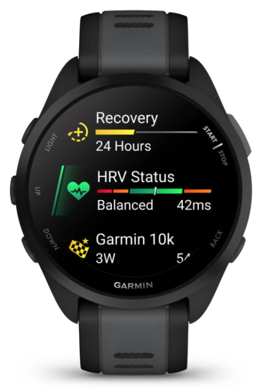 Garmin Forerunner 165 3,05 cm (1.2") AMOLED Digital 390 x 390 Pixeles Pantalla táctil Negro GPS (satélite)