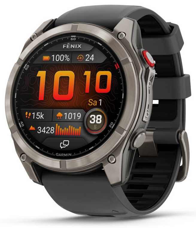 Garmin fenix 8 Pro 3,56 cm (1.4") AMOLED 51 mm Digital 454 x 454 Pixeles Pantalla táctil Grafito, Titanio Wifi GPS (satélite)