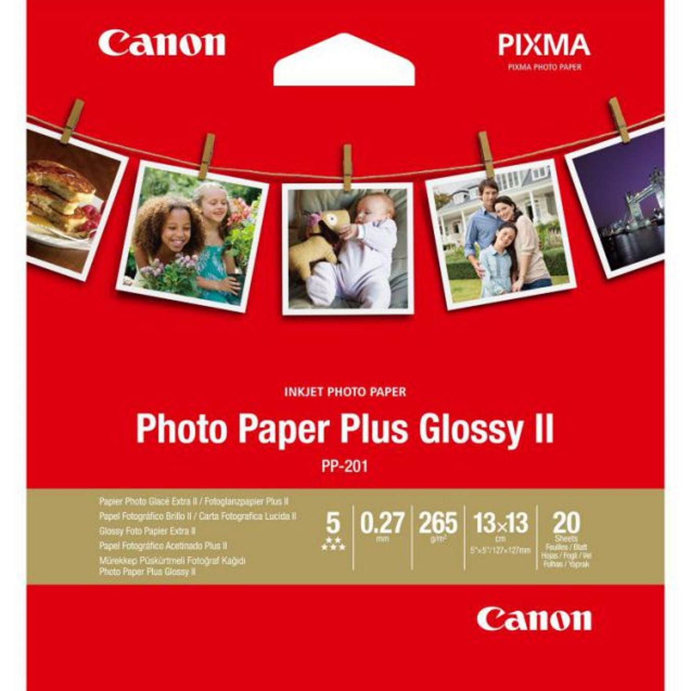 PAPEL CANON FOTO PP-201 2311B060 13X13/ 20 HOJAS