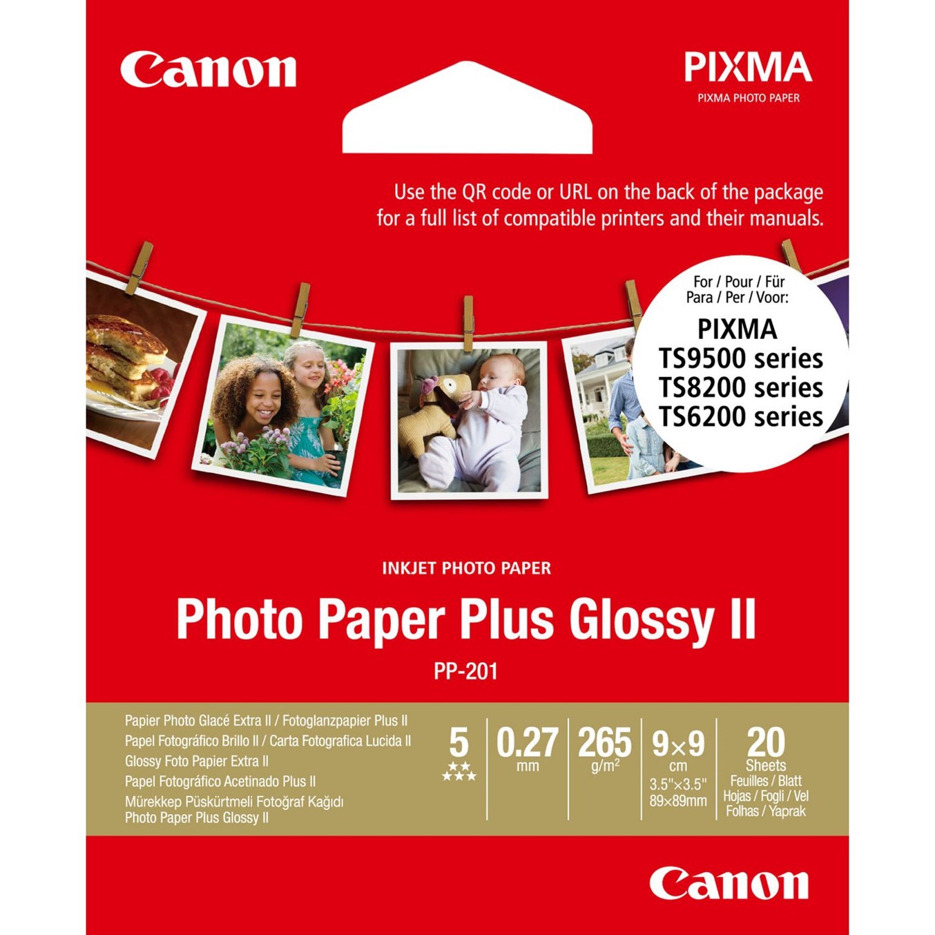 PAPEL CANON FOTO PP-201 2311B070 9X9/ 20 HOJAS