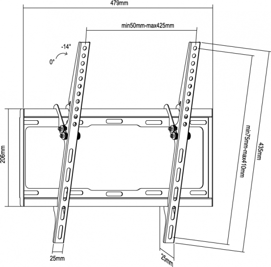 SOPORTE PANTALLA EQUIP 32"- 55" INCLINABLE 0º-14º MAX 35 KGS VESA MAX. 400X400