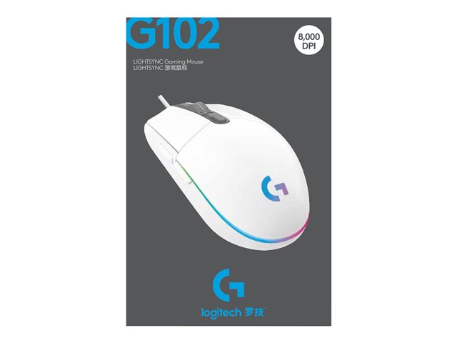 MOUSE RATON LOGITECH G102 LIGHTSYNC BLANCO GAMING 8.000 DPI 6 BOTONES