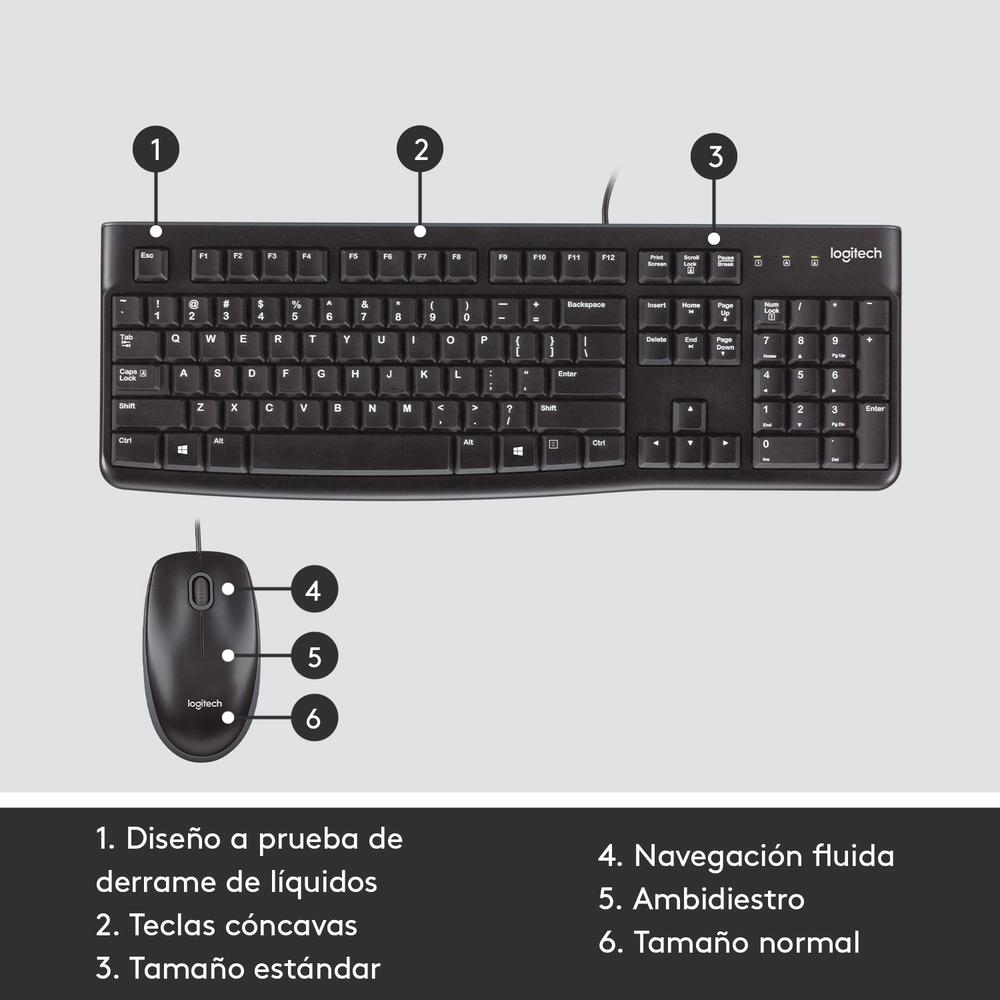 COMBO TECLADO Y RATON LOGITECH MK120 OPTICO USB 2.0 NEGRO