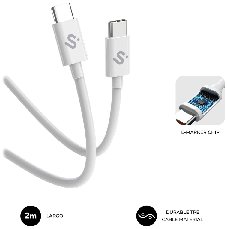 SUBBLIM CABLE PLUS 100W C-C 2m WHITE